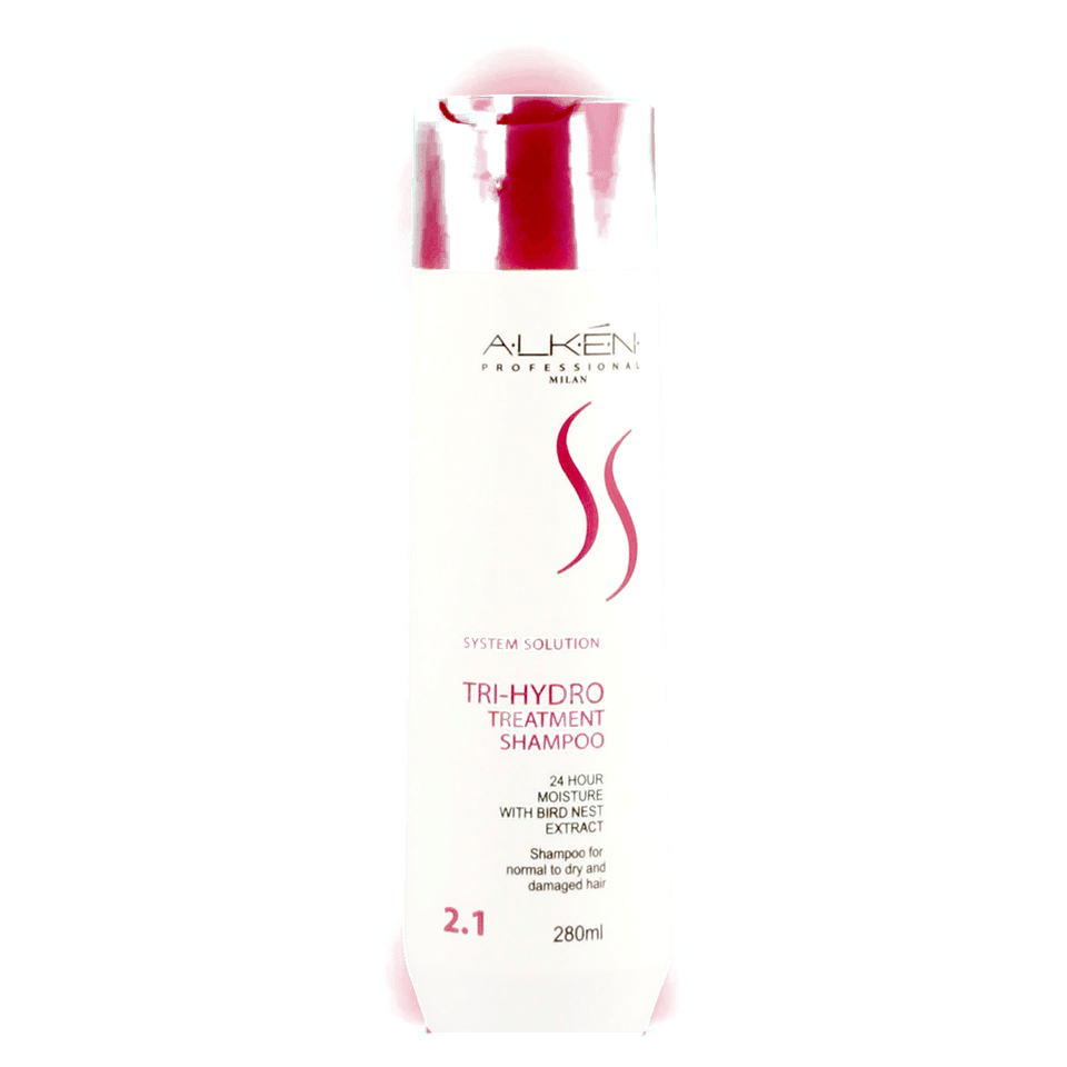 Alken System Solution 2.1 Tri-Hydro Treatment Shampoo in a white 280ml bottle
