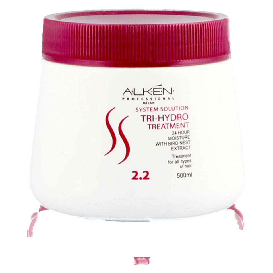 Alken System Solution 2.2 Tri-Hydro Treatment in a white 500ml tub with a crimson lid